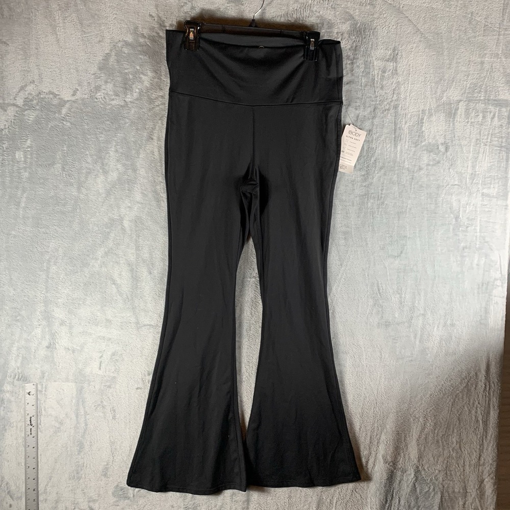 Cotton On Body Women's‎ Leggings L Ultra Soft Fold Over Flare Black Gym Yoga NWT